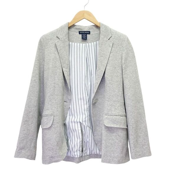 Boston Proper Jersey Knit Single Button Blazer Light Heather Gray Women’s Size 2 - Picture 5 of 15